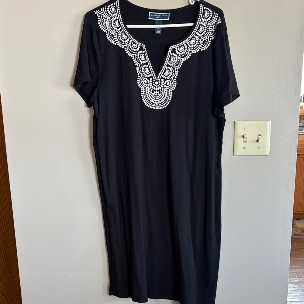 Black Cotton Knit Dress